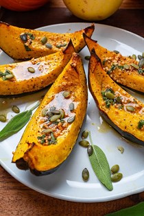 Browned butter and sage roasted acorn squash