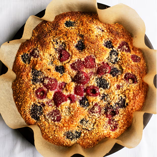 Browned butter, blackberry and hazelnut friand