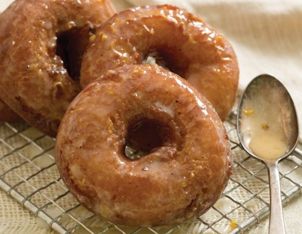 Browned butter doughnuts with orange browned butter glaze
