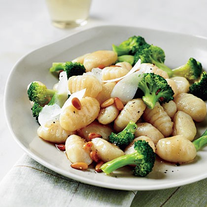 Browned butter gnocchi with broccoli and nuts