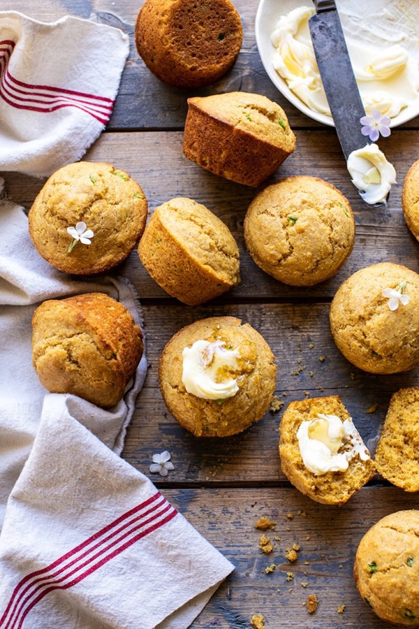 Browned butter jalapeño cornbread muffins