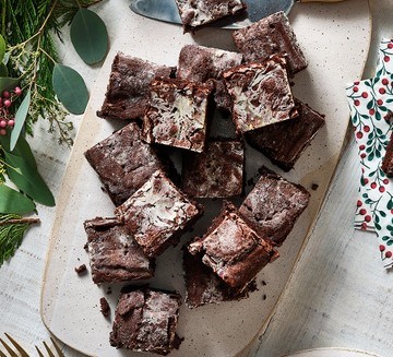 Brownie bites with brandy butter glaze