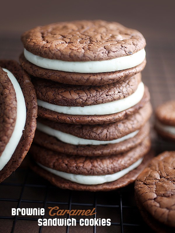 Brownie caramel sandwich cookies