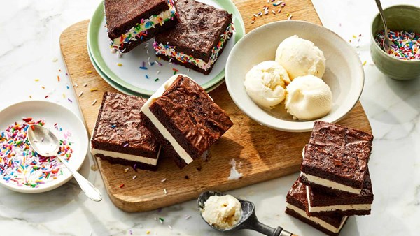 Brownie ice cream sandwiches