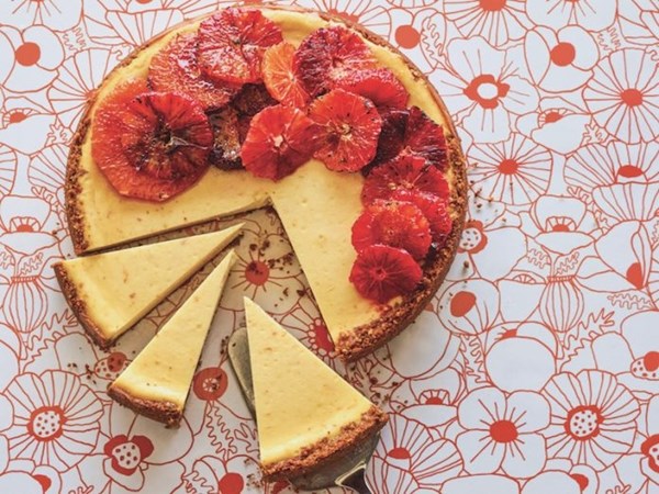 Brûléed blood orange ricotta cheesecake