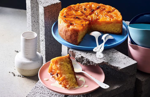 Bruleed upside-down mandarin cake