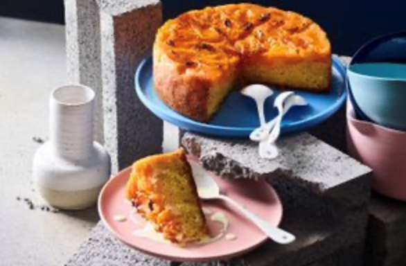 Bruleed upside-down mandarin cake