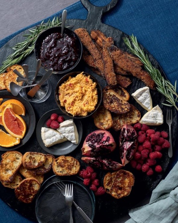 Brunch board with French toast crostini