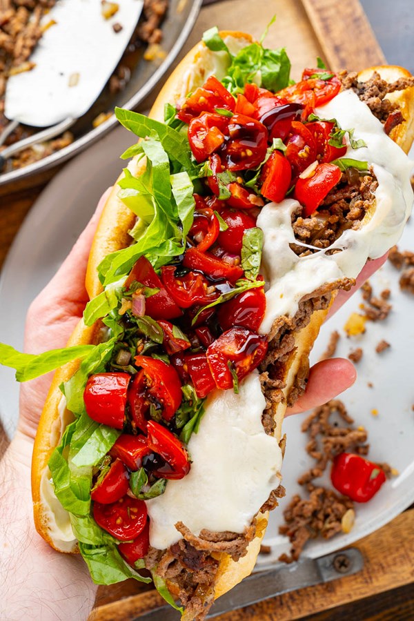 Bruschetta chopped cheese sandwich