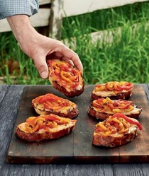 Bruschetta with marinated peppers