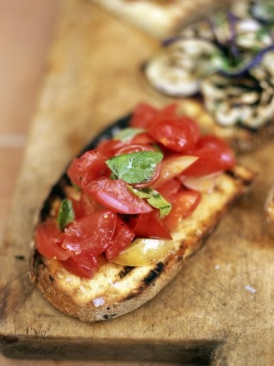 Bruschetta with summer tomatoes and basil