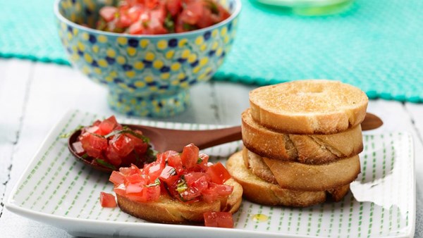Bruschetta with tomato and basil