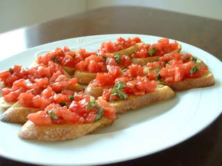 Bruschetta with tomato and basil