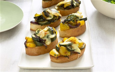 Bruschette with Reblochon and roasted vegetables