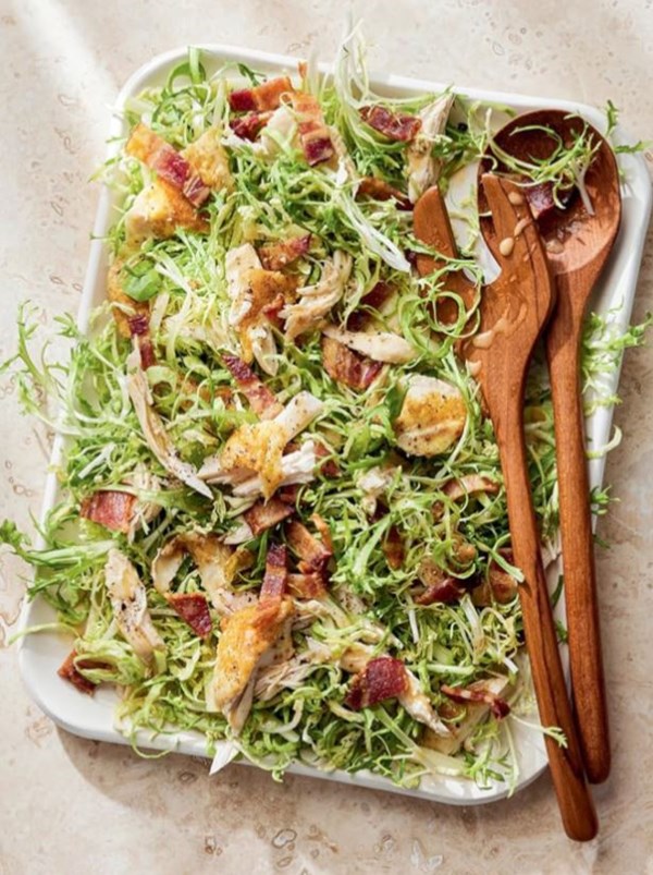 Brussels and apple salad with bacon vinaigrette