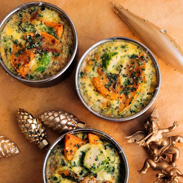 Brussels and butternut custards