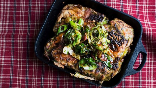Brussels sprout and bacon cakes