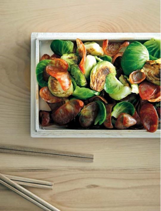 Brussels sprout and Chinese sausage
