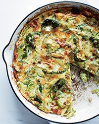 Brussels sprout, bacon and Gruyère frittata