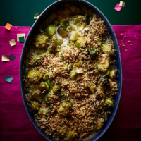 Brussels sprout, blue cheese and walnut gratin