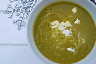 Brussels sprout, chestnut and blue cheese soup (Soupe belgique)