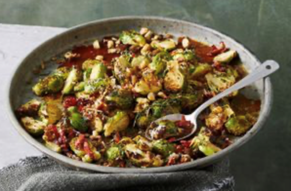 Brussels sprout gratin with macadamia crumb