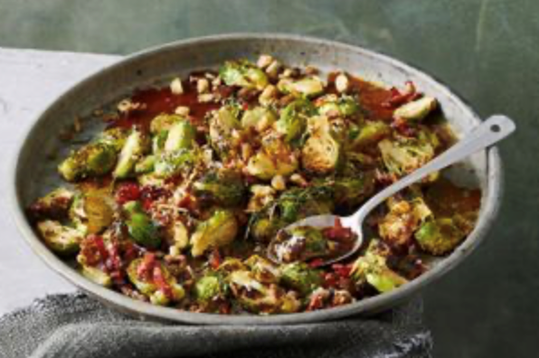 Brussels sprout gratin with macadamia crumb
