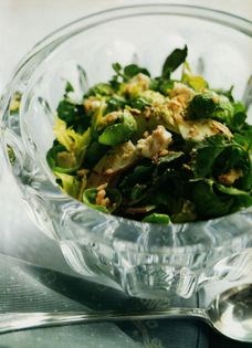 Brussels sprout leaf, watercress & celery salad with Roquefort dressing