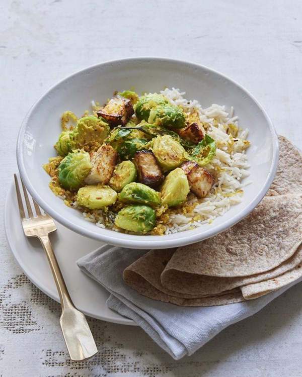 Brussels sprout, paneer and coconut stir-fry