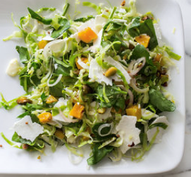 Brussels sprout salad with warm bacon vinaigrette