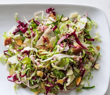 Brussels sprout salad with warm bacon vinaigrette