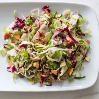Brussels sprout salad with warm bacon vinaigrette