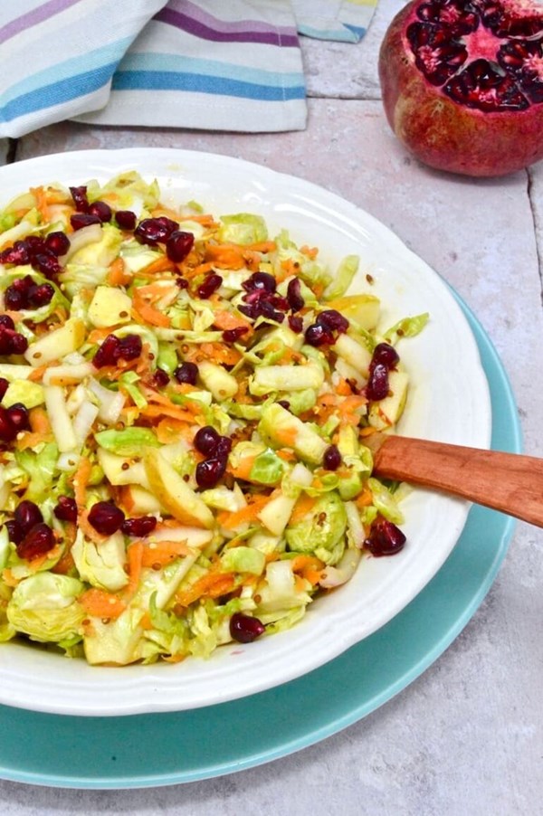Brussels sprout slaw with lemon & mustard dressing