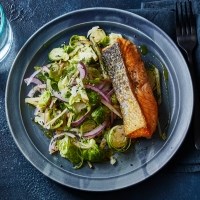 Brussels sprout slaw with salmon