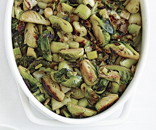 Brussels sprouts and leeks with lime-ginger butter