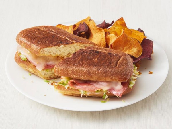 Brussels sprouts and salami panini