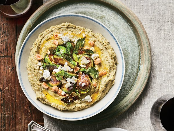 Brussels sprouts baba ghanoush