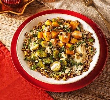 Brussels sprouts grain bowl