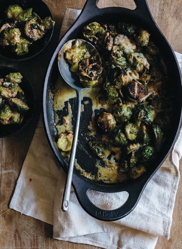 Brussels sprouts gratin with marjoram, lemon and Robinson Farm's "A Barndance"