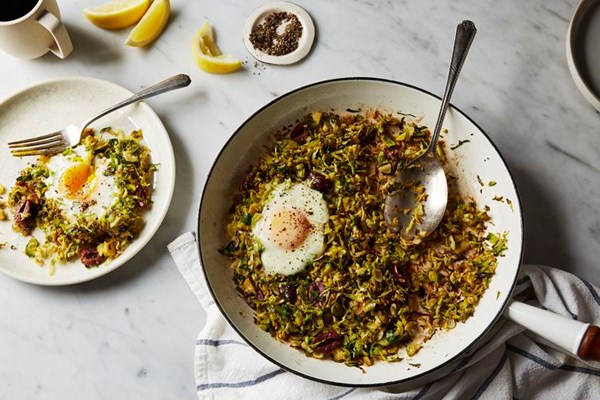 Brussels sprouts hash and eggs