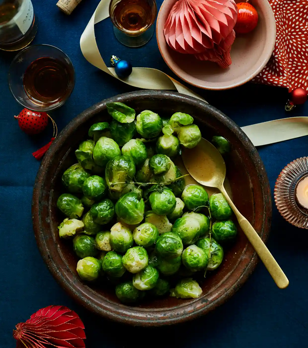 Brussels sprouts in miso butter and honey glaze