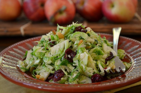 Brussels sprouts salad with cranberries and pine nuts