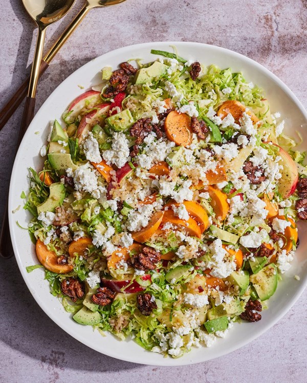 Brussels sprouts salad with persimmons
