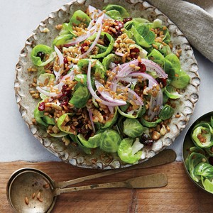 Brussels sprouts salad with pickled rye berries