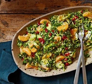 Brussels sprouts winter salad with clementine dressing