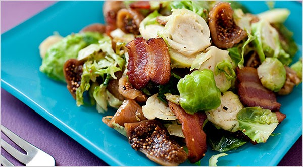 Brussels sprouts with bacon and figs