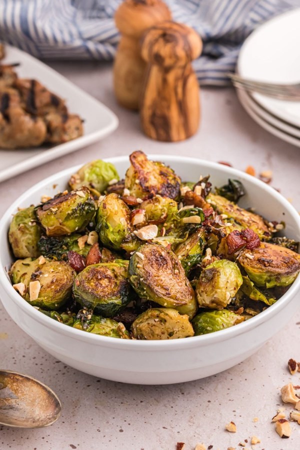 Brussels sprouts with bacon and hazelnuts