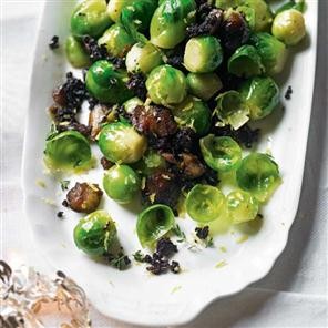 Brussels sprouts with black pudding and chestnuts