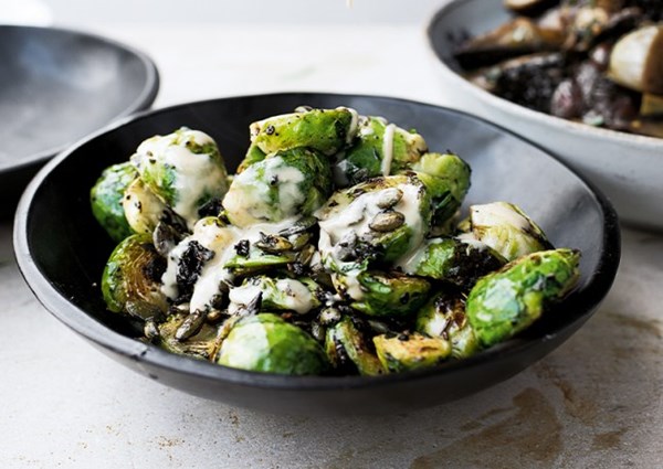 Brussels sprouts with burnt butter and black garlic