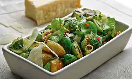 Brussels sprouts with caramelised garlic and lemon peel
